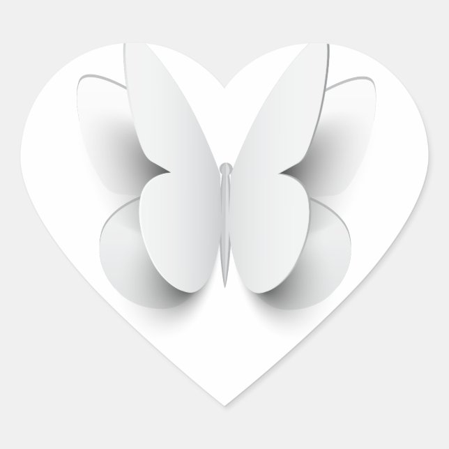 Butterfly - cut from paper effect heart sticker (Front)