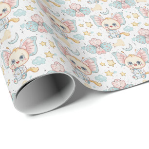 Butterfly Cute Baby Pastel Watercolor Pattern Wrapping Paper