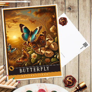 Butterfly   Cute Family Vintage Animal Postcard