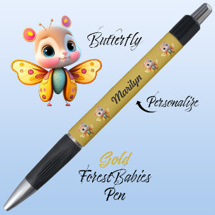 Butterfly, Cute Whimsical Girl Character, Gold 🦋