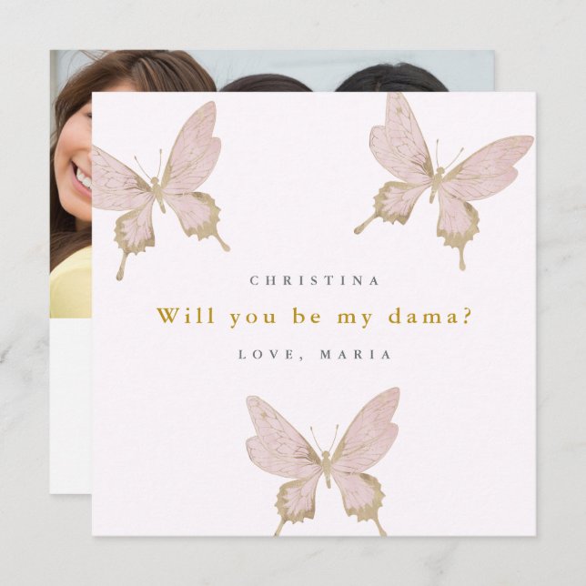 Butterfly Dama Proposal Quinceanera Your Own Text Invitation (Front/Back)