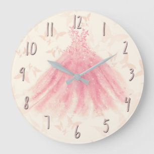 Butterfly Dance Peach Sparkle Dress Large Clock