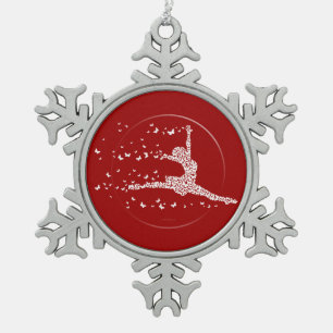 Butterfly Dancer Snowflake Pewter Christmas Ornament