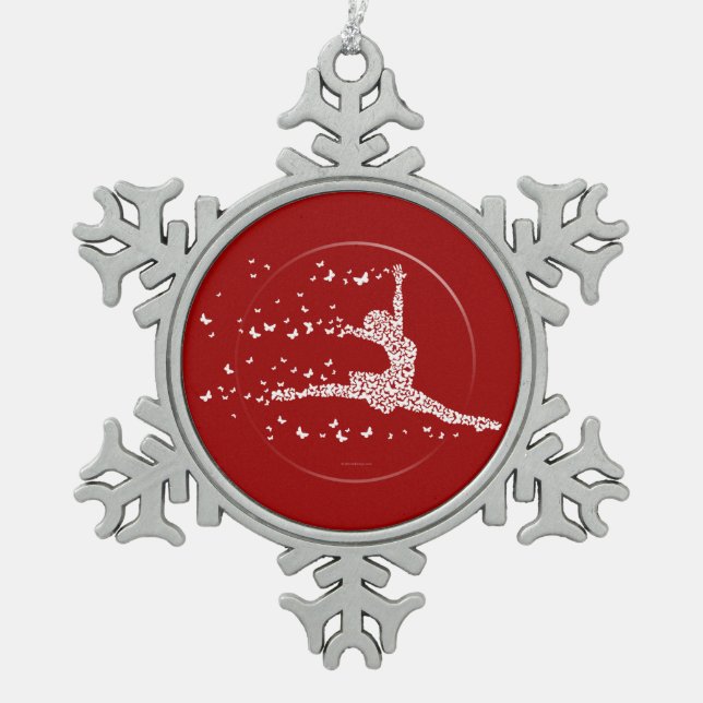 Butterfly Dancer Snowflake Pewter Christmas Ornament (Front)