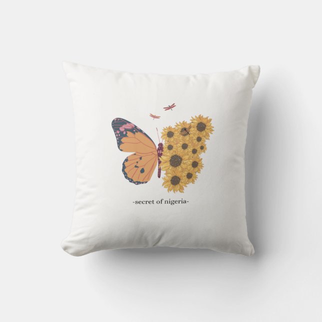 Butterfly Decorative Pillow – Nature Inspired Cush (Front)
