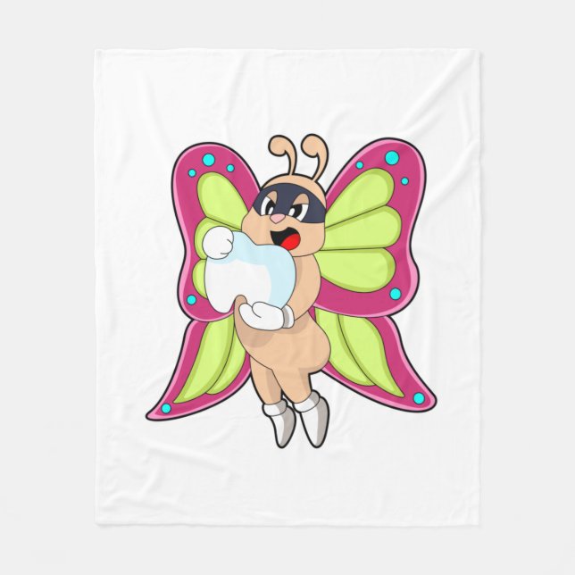 Butterfly Dentist Teeth Fleece Blanket (Front)