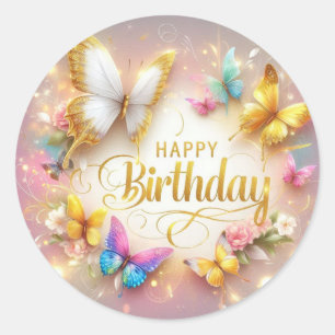 Butterfly design birthday sticker