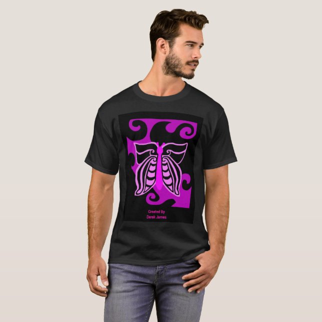 Butterfly Design Men's Black T Shirt (Front Full)