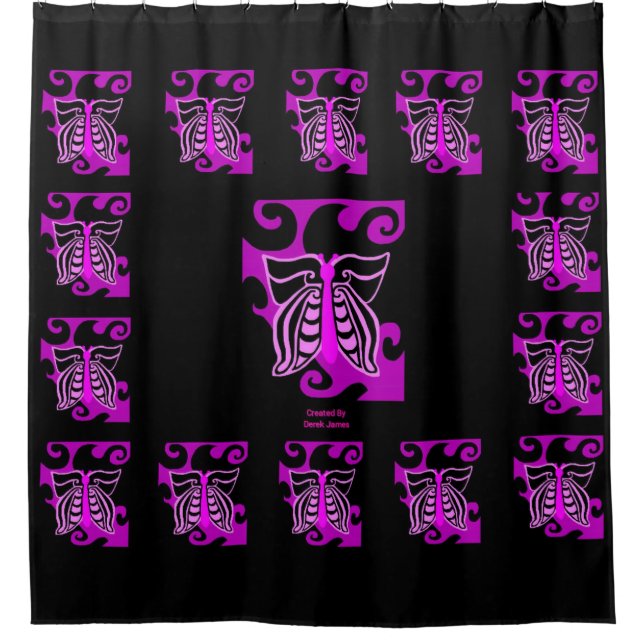 Butterfly Design Shower Curtain (Front)