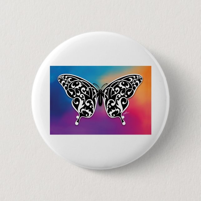 Butterfly Design with Sunset Colours 6 Cm Round Badge (Front)