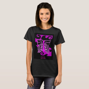 Butterfly Design Women's Black T Shirt