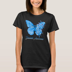 Butterfly Diabetes Awareness Ribbon Blue Diabetes T-Shirt