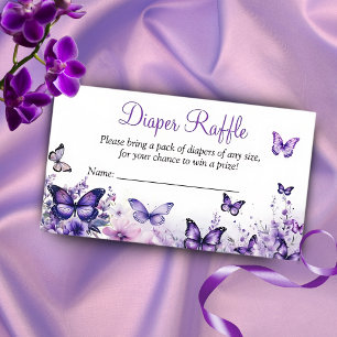 Butterfly Diaper Raffle Baby Shower Purple Floral  Enclosure Card