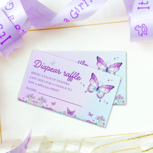 Butterfly Diaper Raffle Card Pink & Purple Baby
