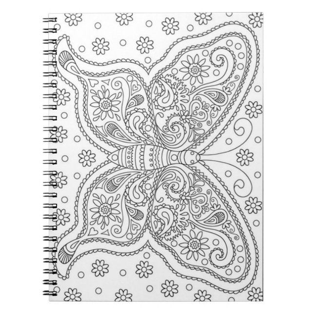 Butterfly Do it Yourself Colouring Page Spiral Notebook (Front)