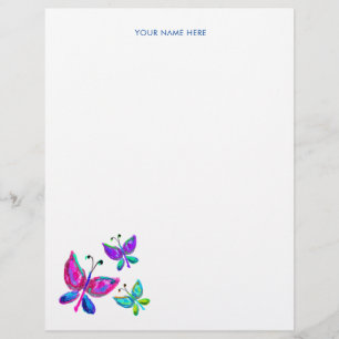 Butterfly Doodles Bright Colourful Butterfly Custom Letterhead