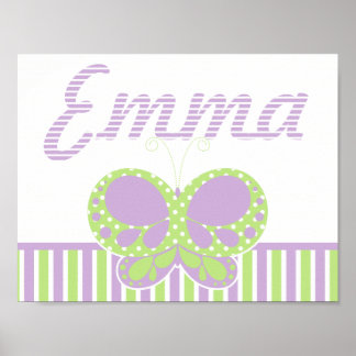 Butterfly Dots Personalised Name Wall Print 2