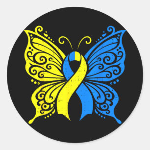 Butterfly down syndrome awareness for womens t21 classic round sticker