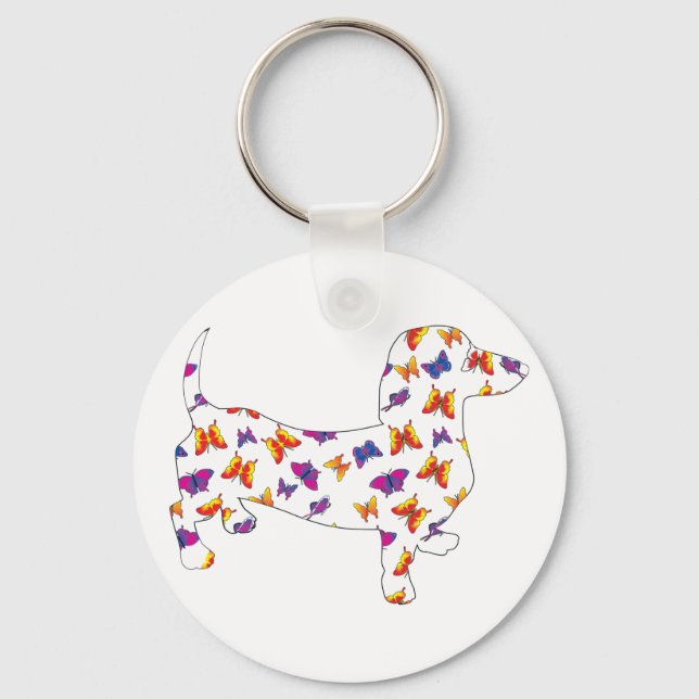 Butterfly Doxie Dachshund Key Ring (Front)