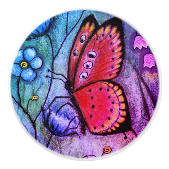 "Butterfly Dream" Ceramic Knob (Front)