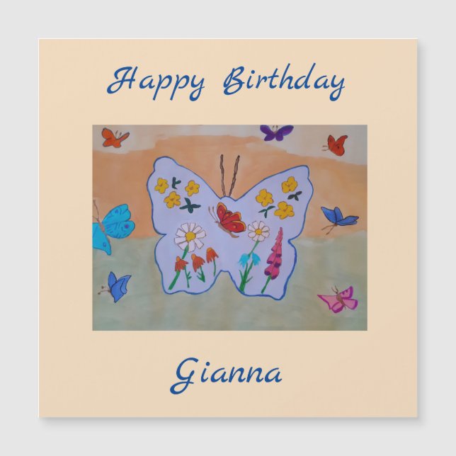 Butterfly Dreaming Magnetic Birthday Card (Front)