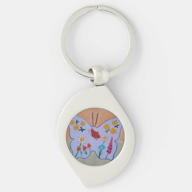Butterfly Dreaming Metal Key Ring (Front)
