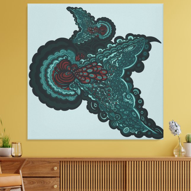 Butterfly Dreams:A Fusion of Flowers and Fantasy Canvas Print (Insitu(LivingRoom))