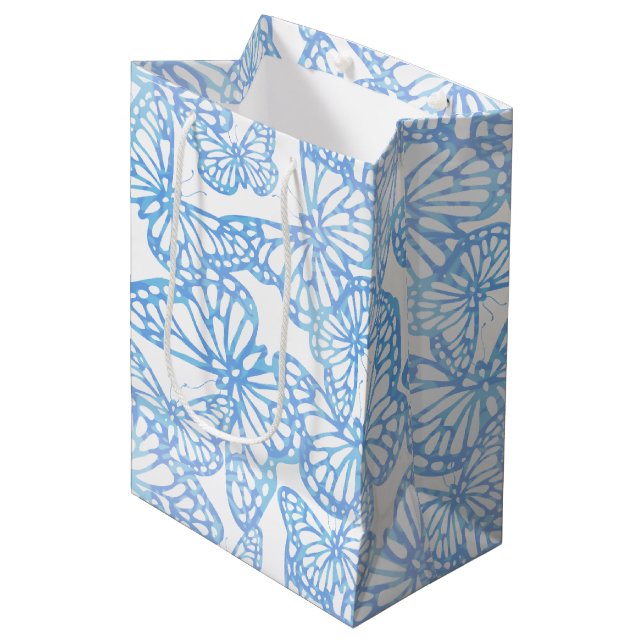 Butterfly Dreams (Blue) Medium Gift Bag (Front Angled)