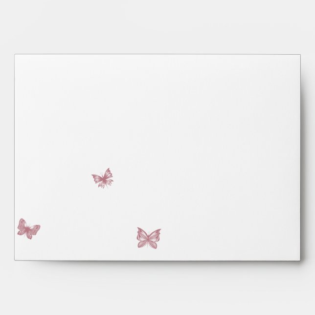 Butterfly Dreams: Dusty Rose Wedding Envelope (Front)