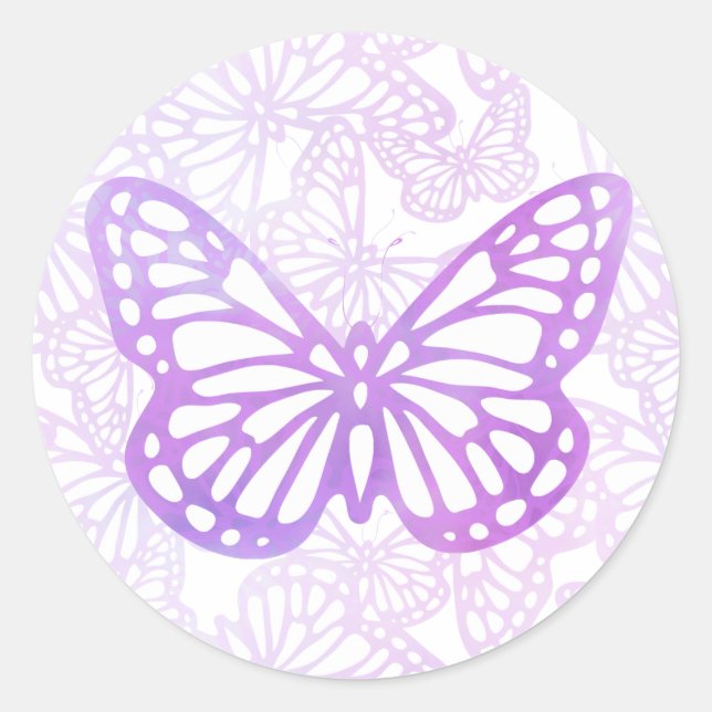 Butterfly Dreams (Lavender-Single) Classic Round Sticker (Front)