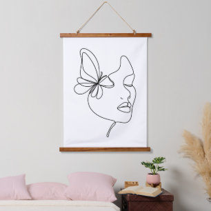 Butterfly Dreams – Minimalist Woman & Butterfly Hanging Tapestry