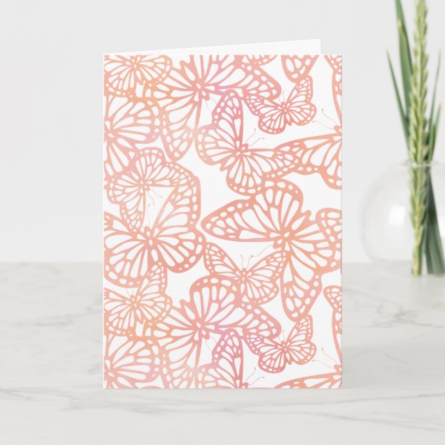 Butterfly Dreams (Peach) Blank Card (Front)