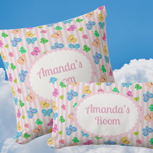 Butterfly Dreams Personalized Pink Stripe  Cushion