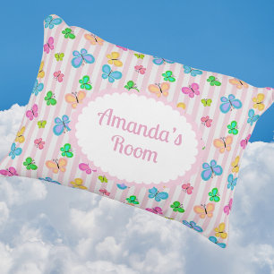 Butterfly Dreams Personalized Pink Stripe  Decorative Cushion