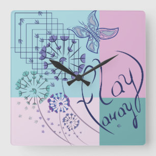 Butterfly Dreams Square Wall Clock