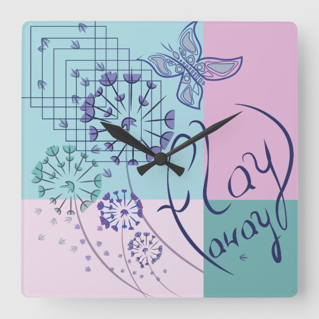 Butterfly Dreams Square Wall Clock (Front)
