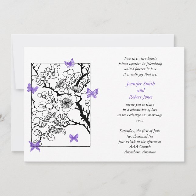 Butterfly Dreams Violet Wedding Invitation (Front)