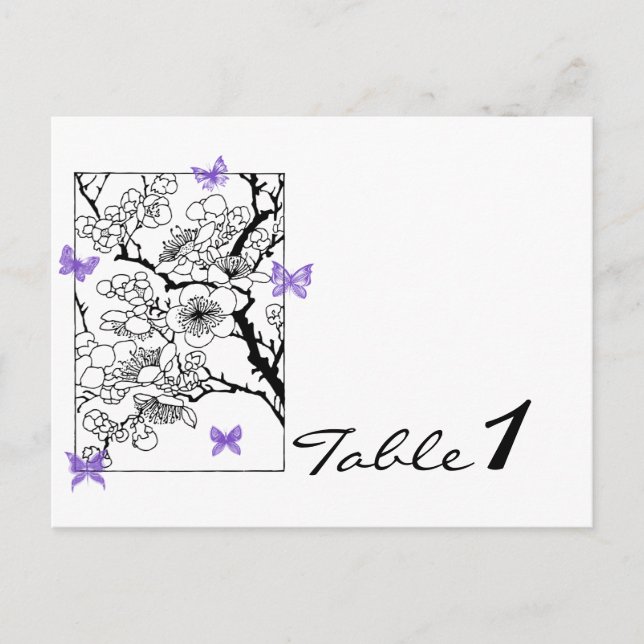Butterfly Dreams: Violet Wedding Table Number Postcard (Front)