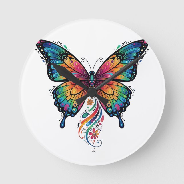 Butterfly Dreams Wall Clock – Colourful Nature (Front)
