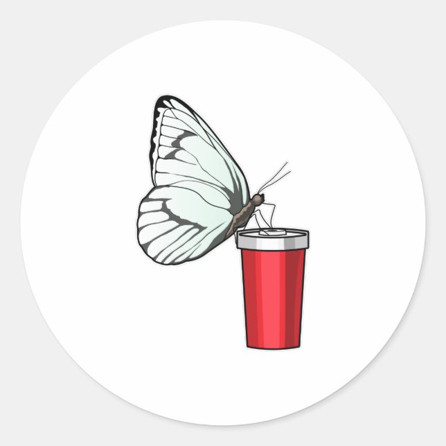 Butterfly Drinking mug Classic Round Sticker (Front)