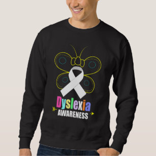Butterfly Dyslexia Silver Ribbon Dyslexia Awarenes Sweatshirt