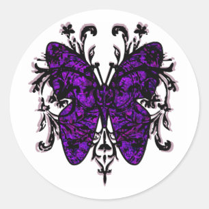 Butterfly Effect (purple) Classic Round Sticker