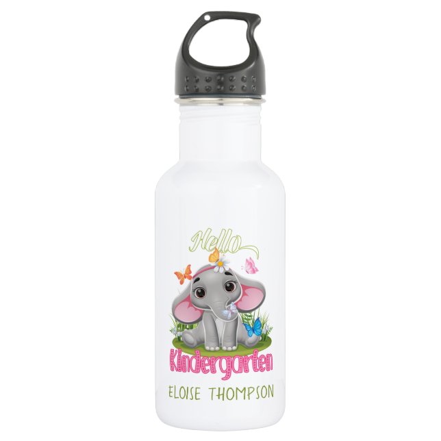 Butterfly Elephant Kindergarten Back to School   532 Ml Water Bottle (Front)