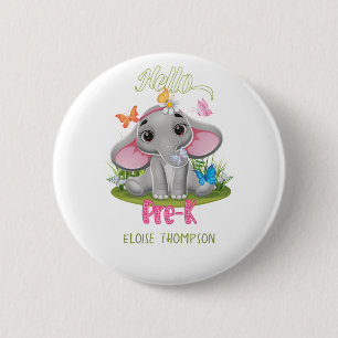 Butterfly Elephant Pre-K 1st Day Back to School   6 Cm Round Badge