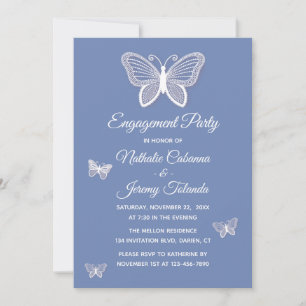 Butterfly Engagement Party Blue Butterflies Invitation