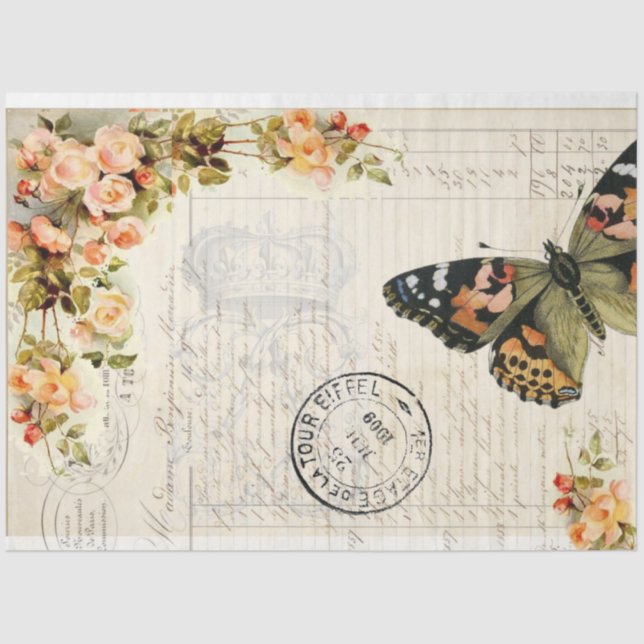 butterfly Ephemera Decoupage Tissue Tissue Paper (Front)
