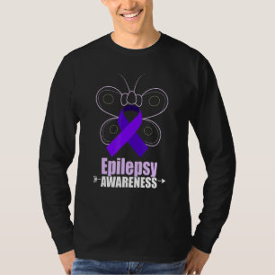 Butterfly Epilepsy Ribbon Epilepsy Disorder Awaren T-Shirt