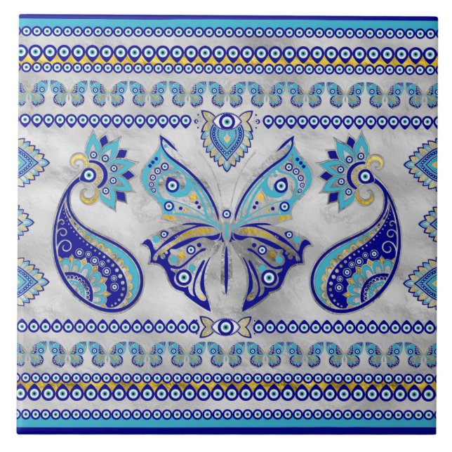 Butterfly Evil Eye Ornament Tile (Front)