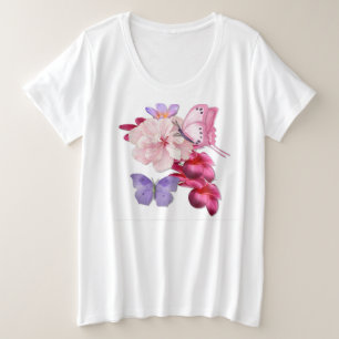 Butterfly Exotic Floral Plus Size T-Shirt