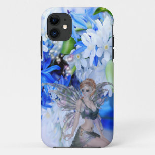 Butterfly Faerie in Blue Flowers Case-Mate iPhone Case